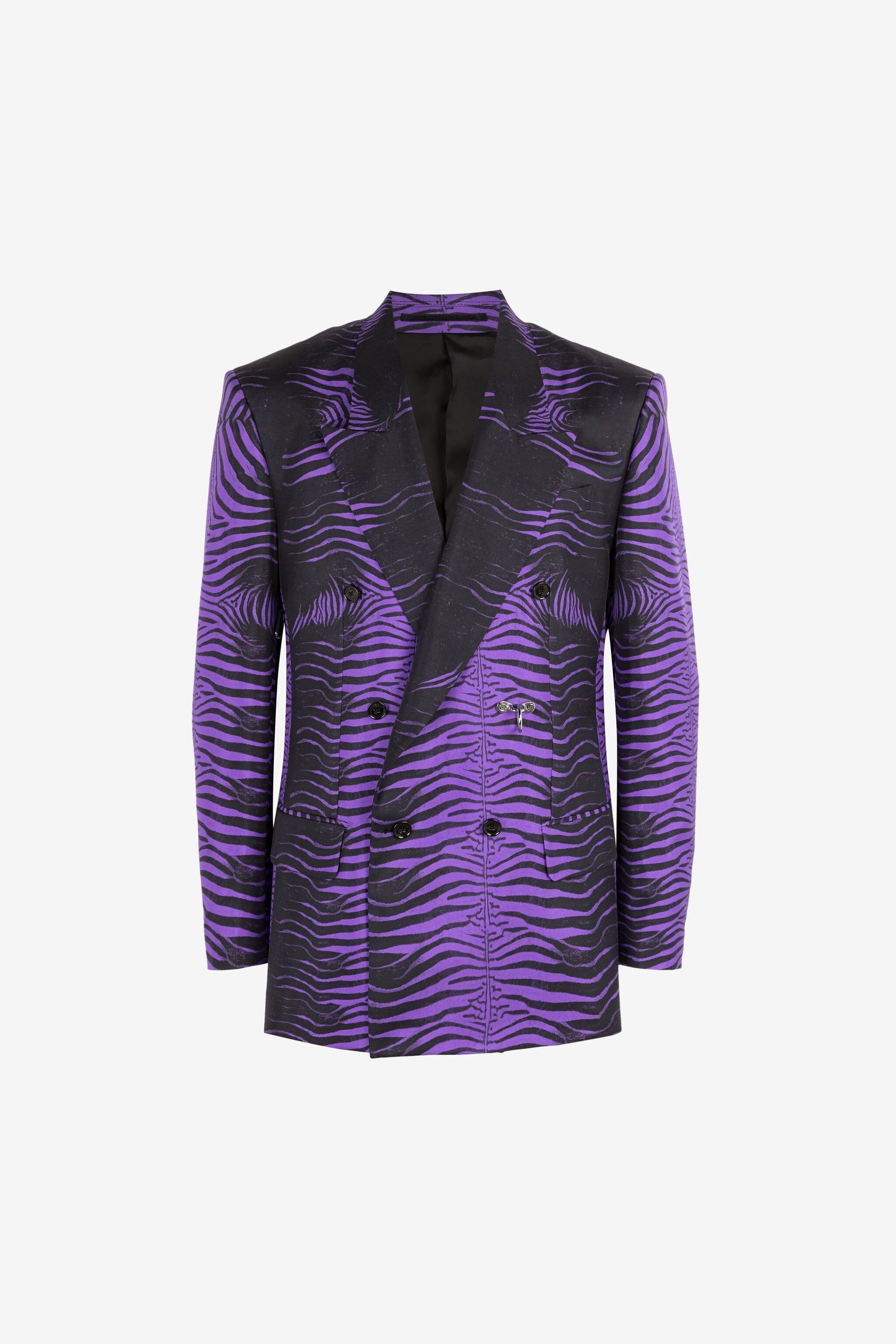 Zebra Print Double Breasted Blazer in Purple for Men Roberto Cavalli