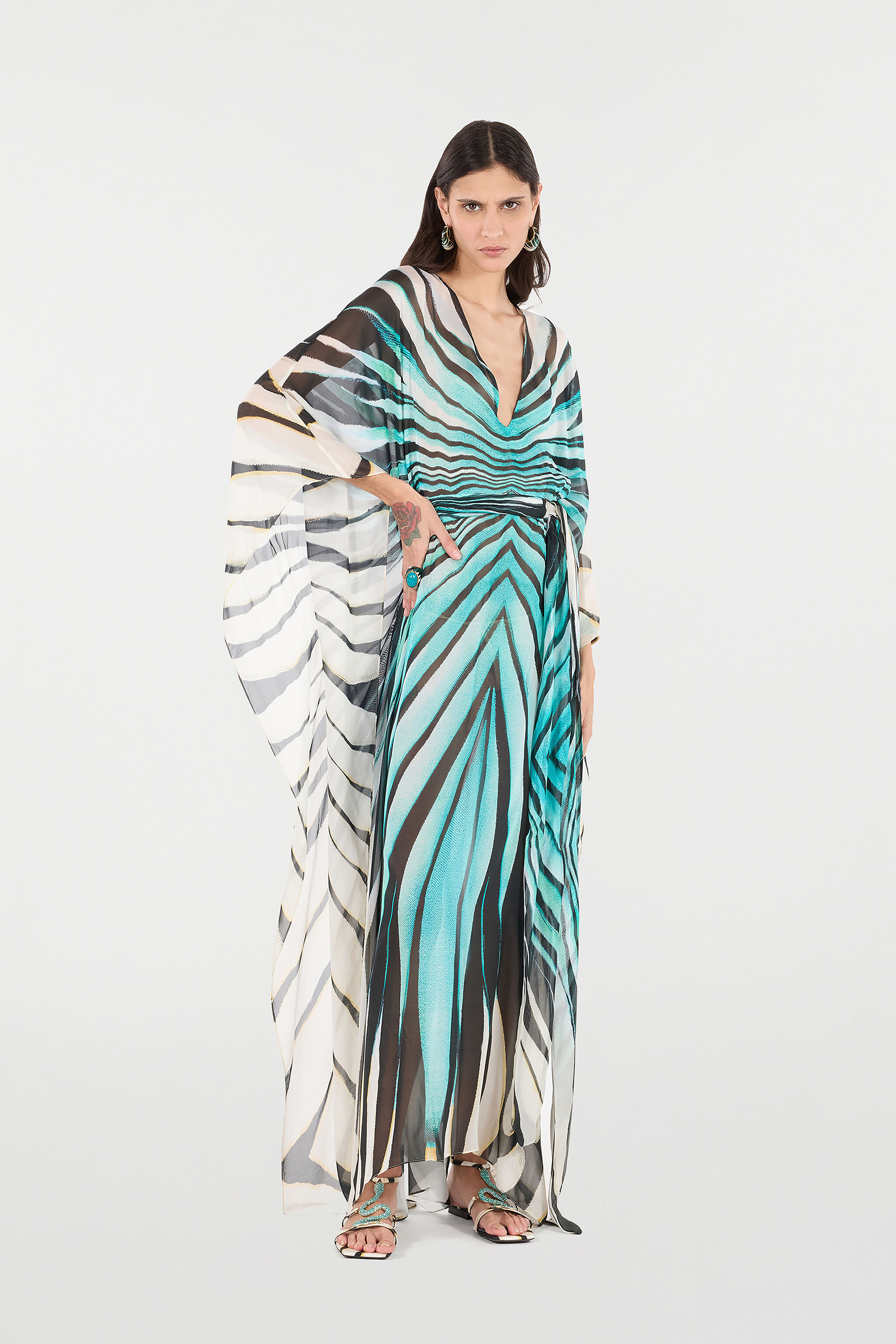 RC Ray Of Sea Print Kaftan Light blue VKW011-HNM33