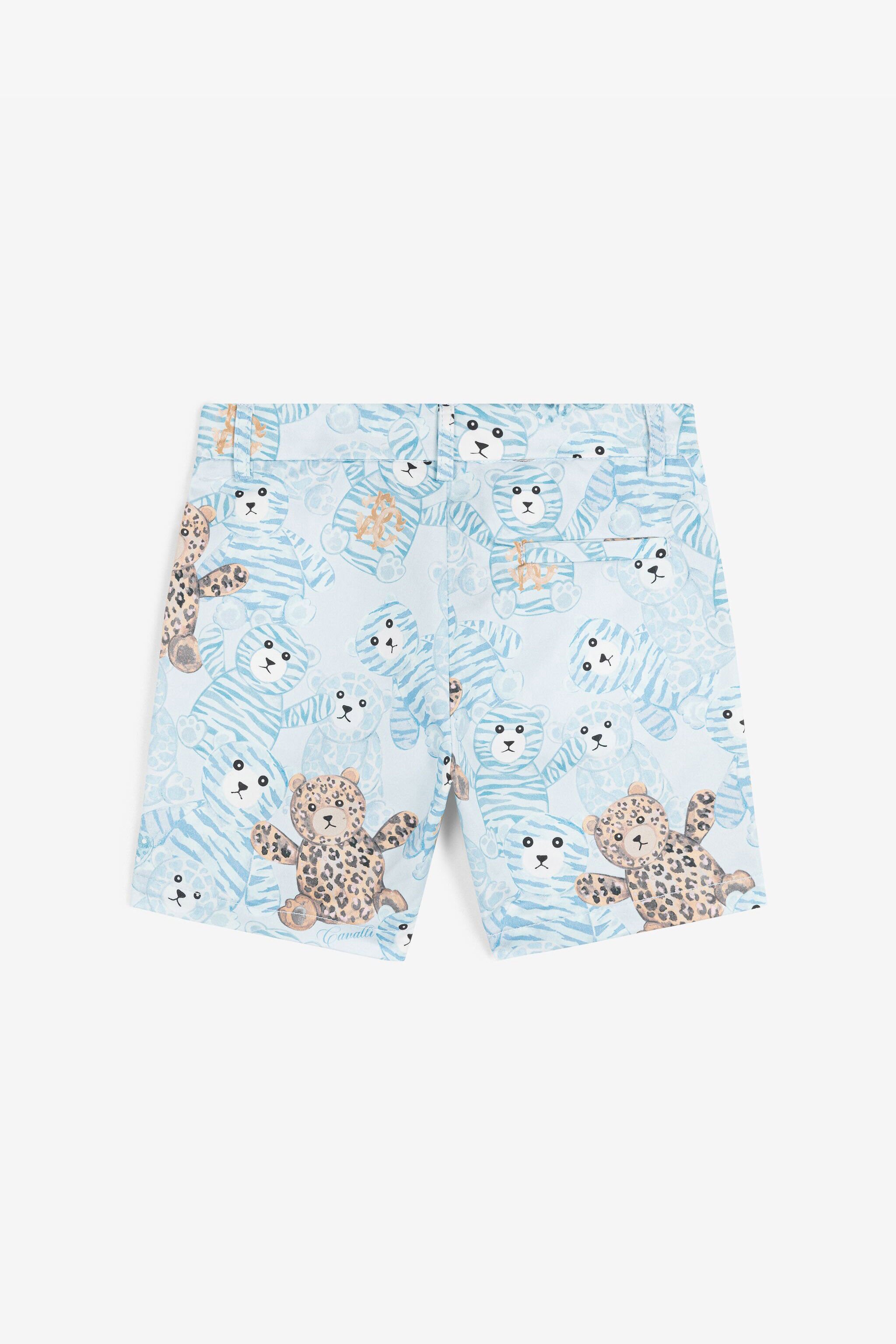 JU Teddy Bear-Print Cotton Shorts Light blue RJT211-DOG79