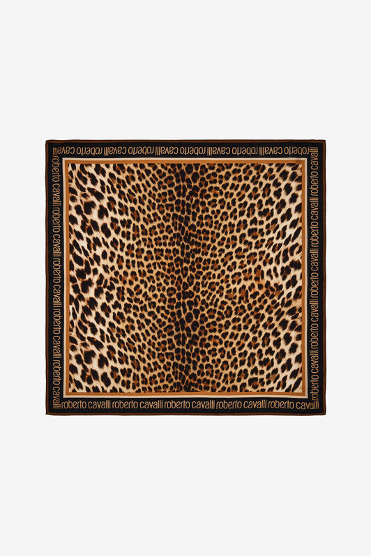 RC Roberto Cavalli foulard with Giaguaro Heritage print Marron clair SYI00A-2NL53
