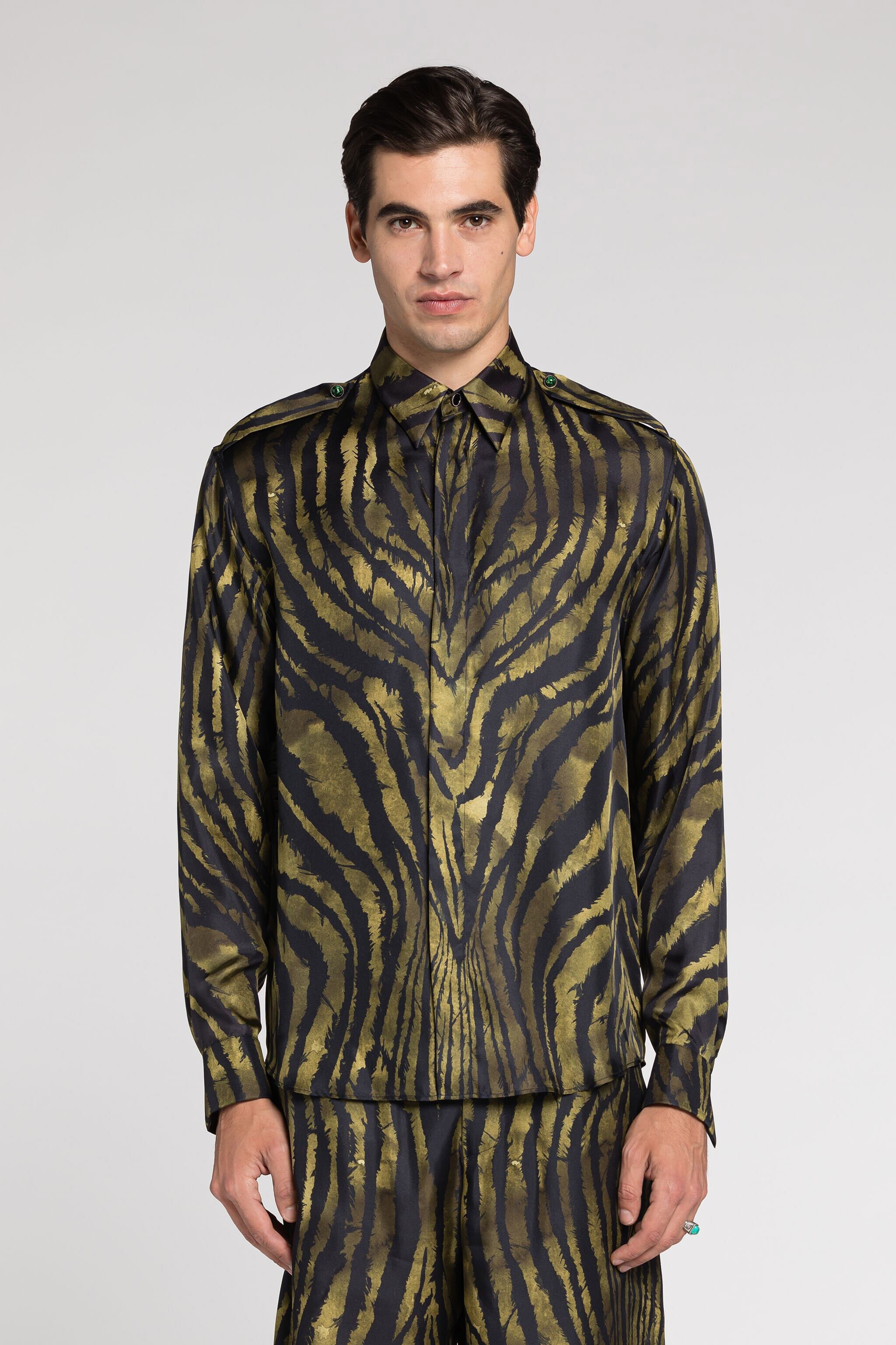 RC Freedom-Print Silk Shirt Dark green/Black RRT716-2N410