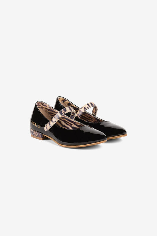 JU Logo-Print Ballet Flats JU Logo-Print Ballet Flats Black PJS003-PL001