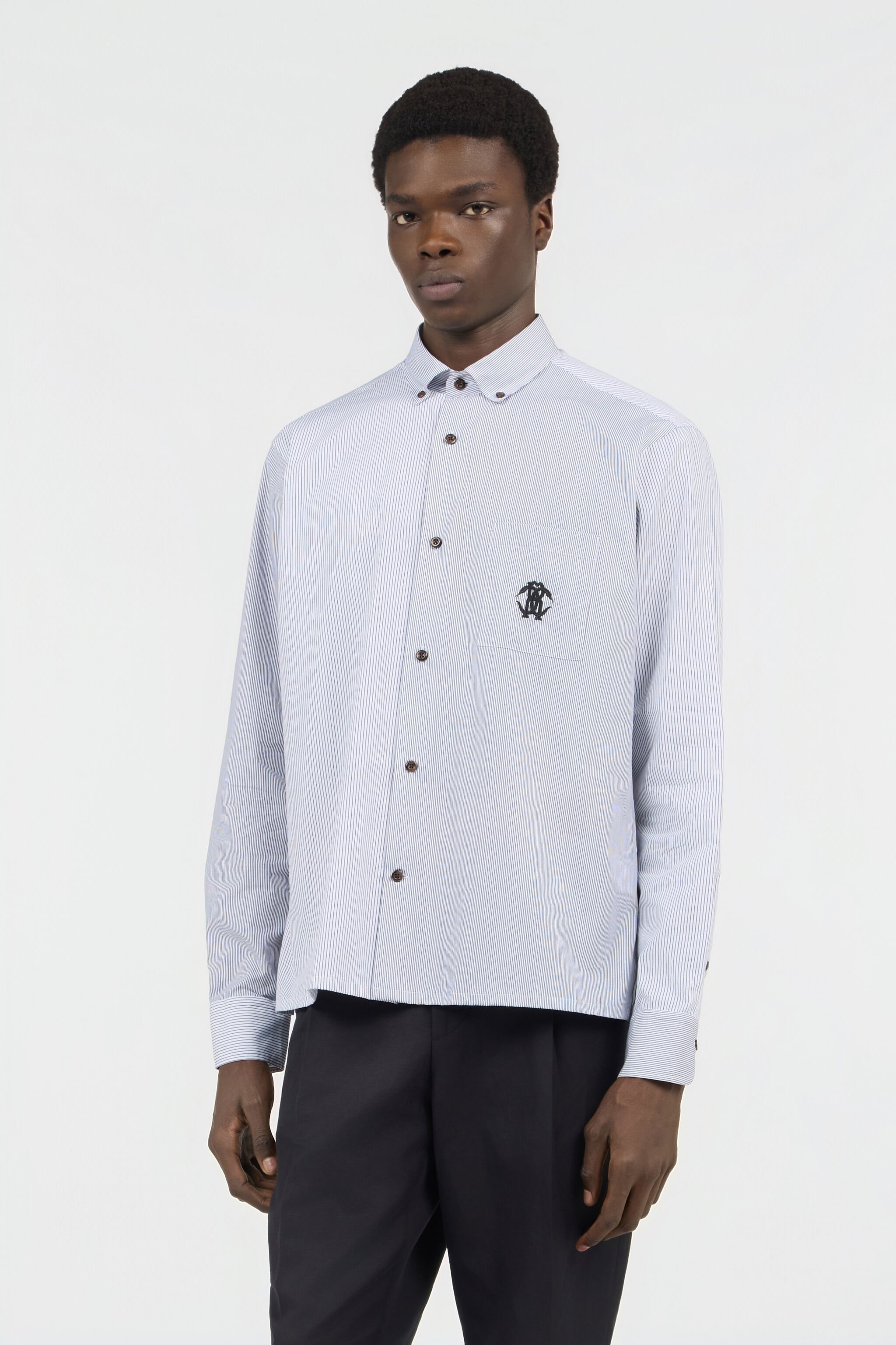 RC Camisa De Rayas Con Monogram RC WHITE/BLACK SOT70F-CH100