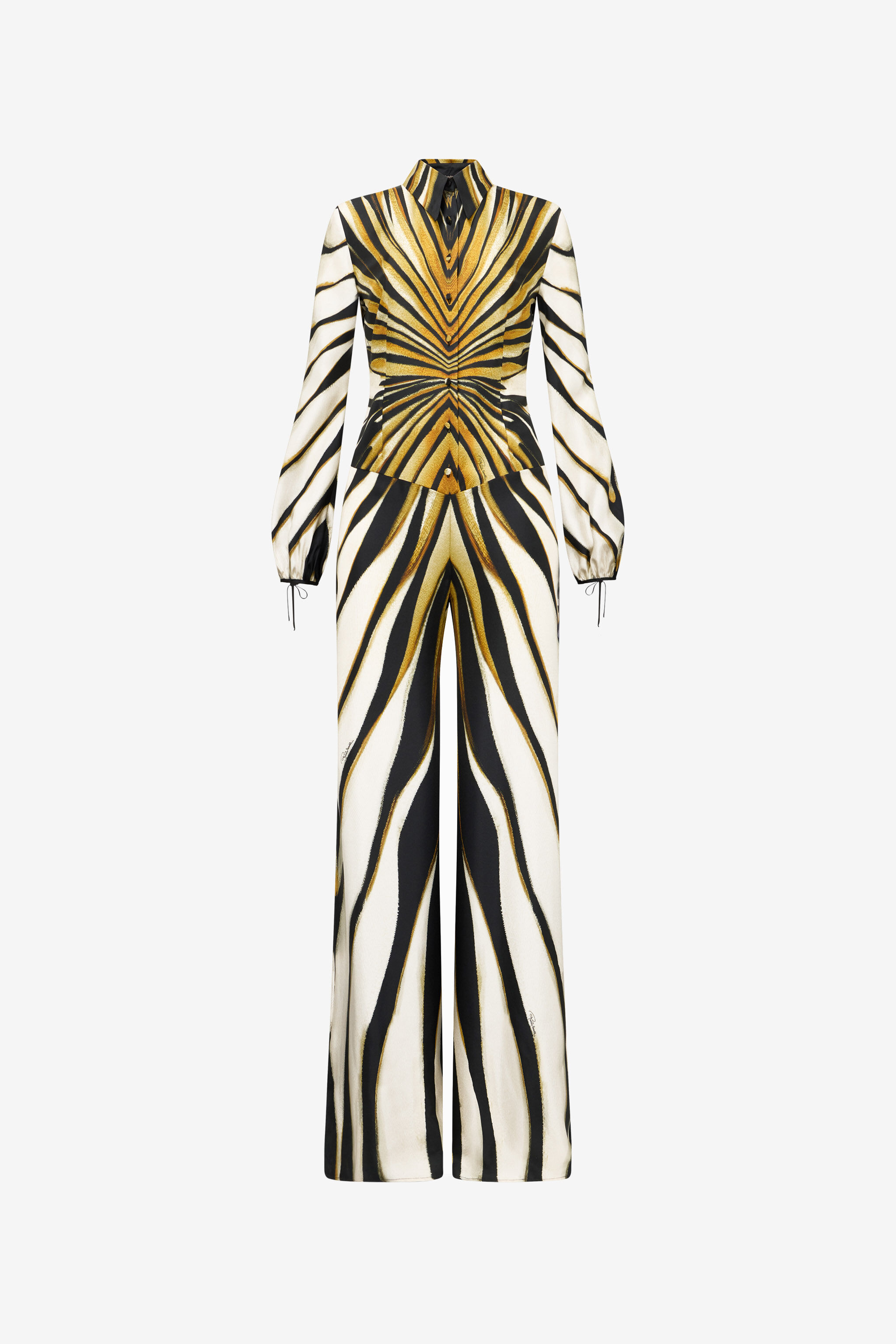 RC Ray Of Gold Print Silk Jumpsuit Gold TKT108-4QM33