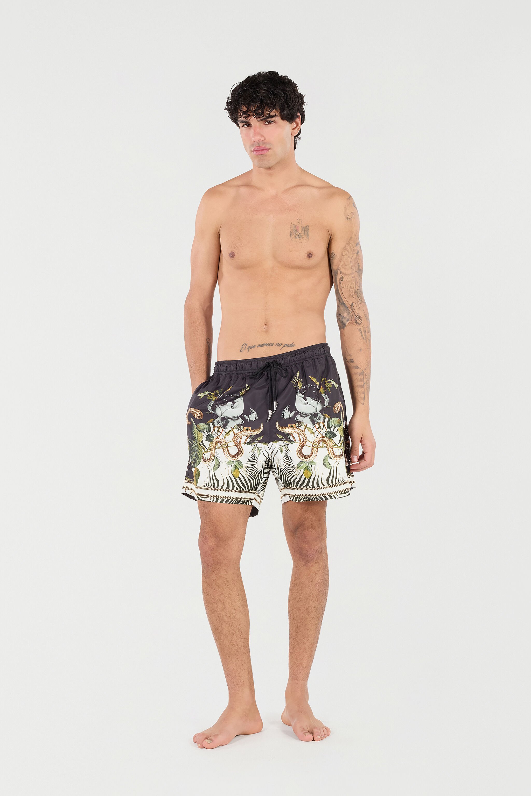 RC Badeshorts Mit Print Animalier Und Fang Schwarz/Weiß URH00S-5RN71