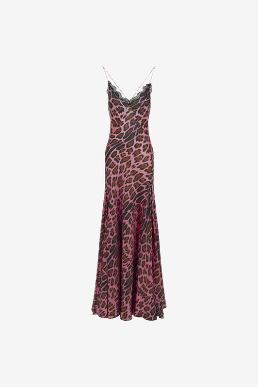 RC Slip dress with Leopard print Fuchsia RWT138-4QI13