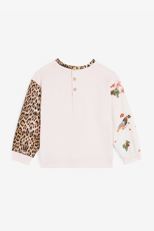 JU Bird And Leopard-Print Cotton Sweatshirt JU Bird And Leopard-Print Cotton Sweatshirt Pink RJT90R-CF050