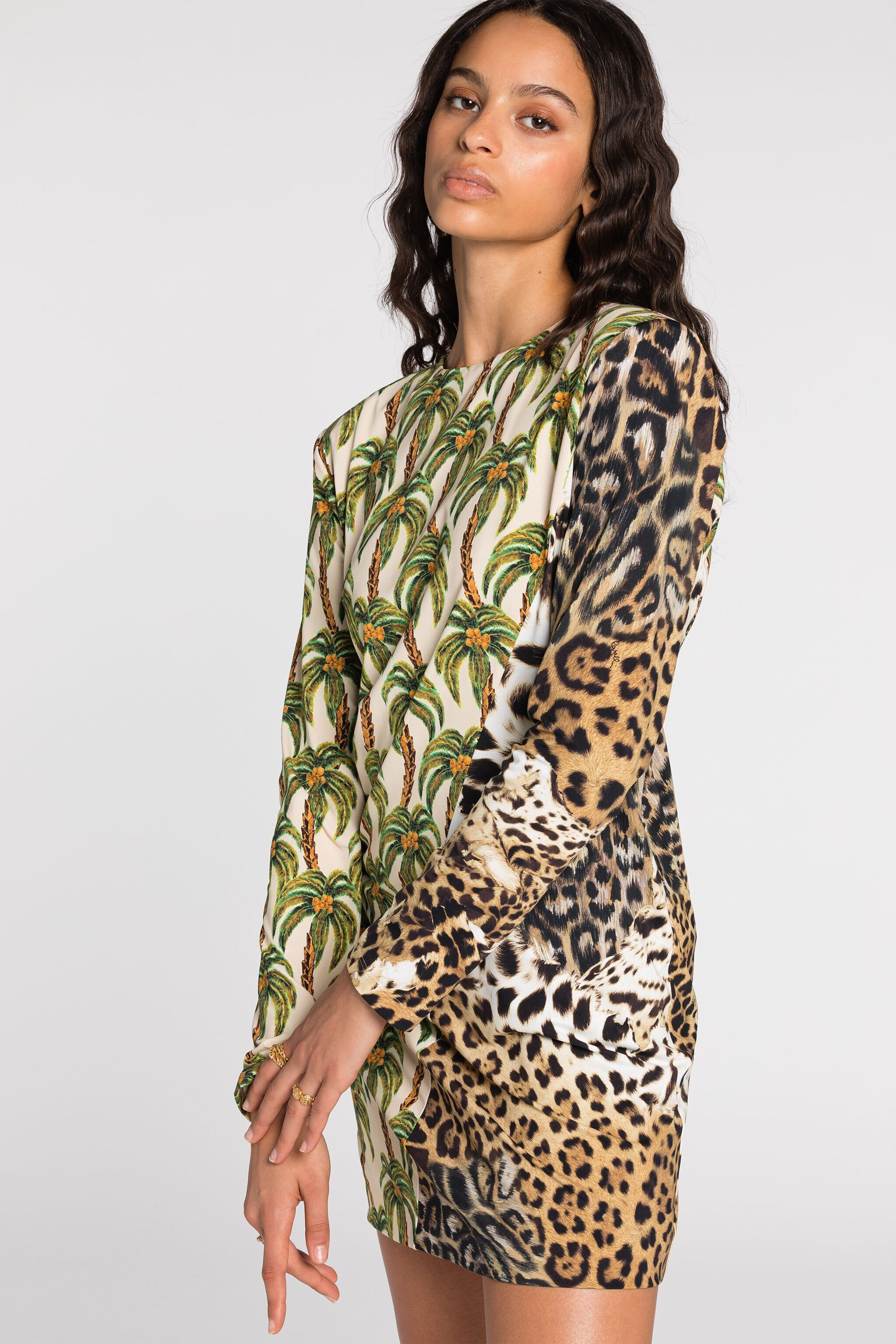 RC Filigranes Kleid mit Leoparden-Print Hellgrün QWT133-JRG41