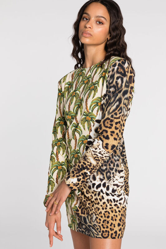 RC Filigranes Kleid mit Leoparden-Print RC Filigranes Kleid mit Leoparden-Print Hellgrün QWT133-JRG41