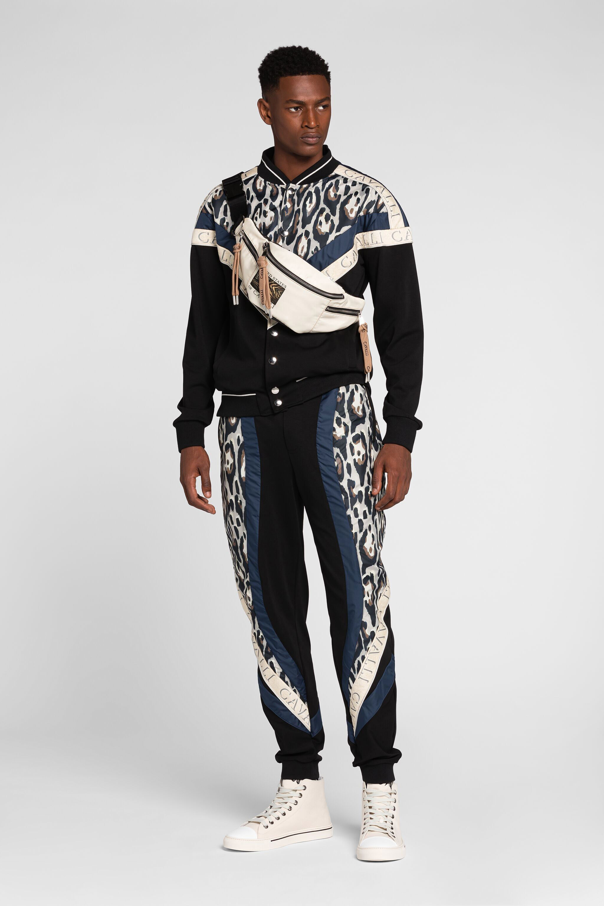 RC Animal print logo-tape track pants Black QRT25H-CF053