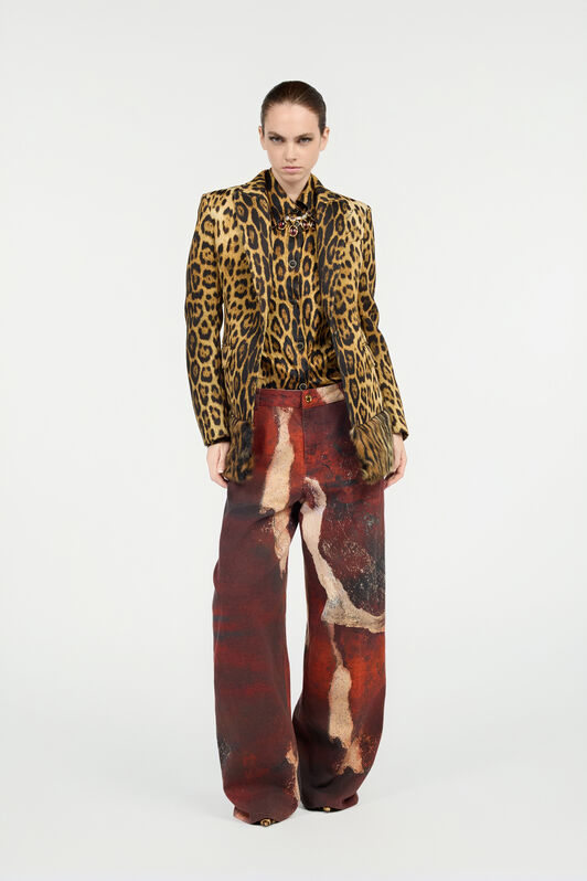 RC Silk Shirt with Jaguar Skin Print Marron VWT700-TYQ71