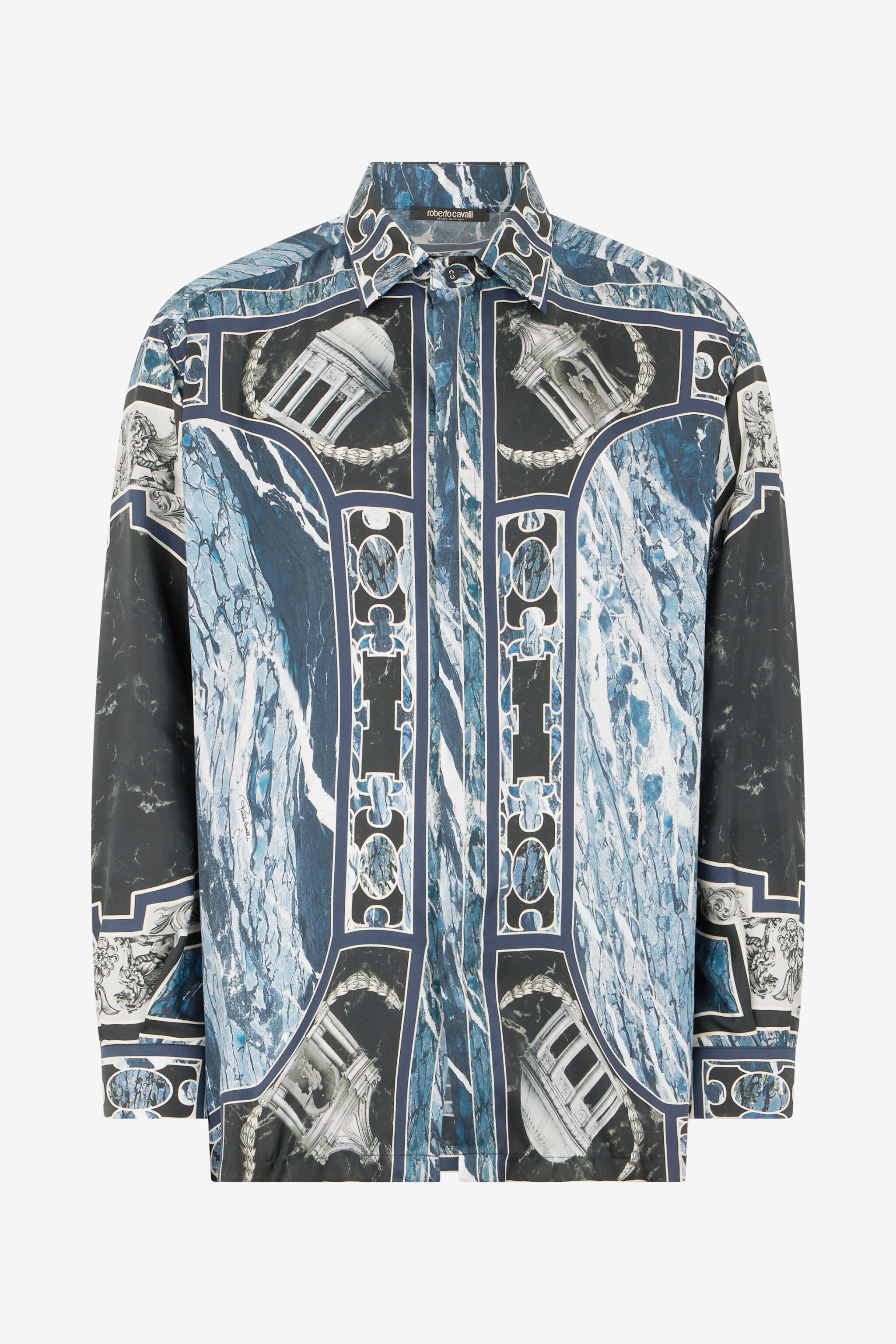 RC Shirt With Marble Print And Embellishments Dark blue URT723-4QN63