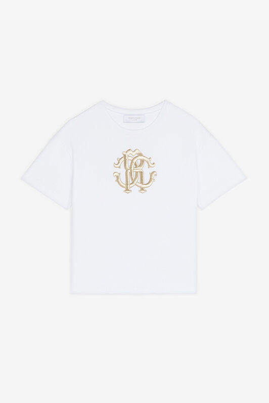 JU RC Monogram-Embroidered Cotton T-Shirt JU RC Monogram-Embroidered Cotton T-Shirt White RJT635-JD001