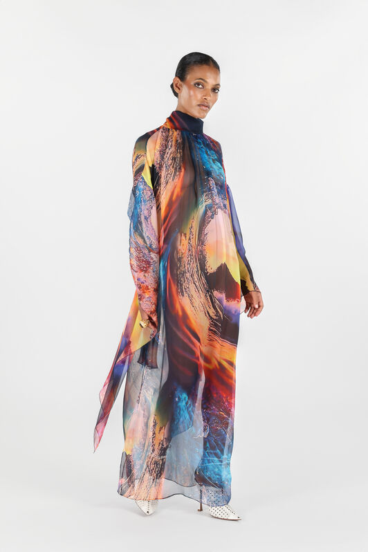 RC Itaca Print Long Dress Blue/Orange UWT140-CKN98