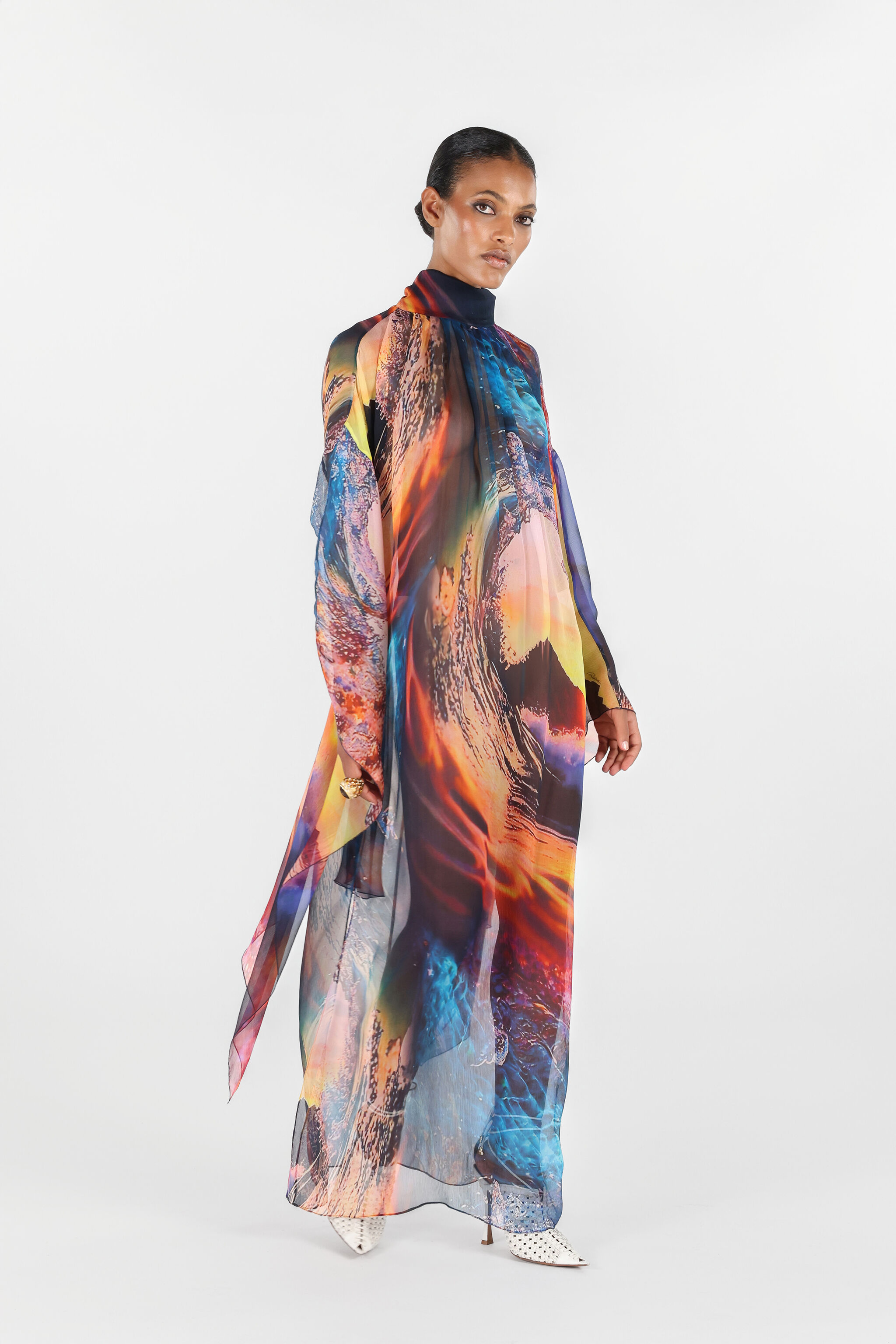 RC Itaca Print Long Dress Blue/Orange UWT140-CKN98