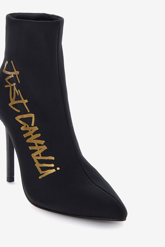 JC Just Cavalli Logo Booties BLACK+GOLD FERRAGNI RKS204-RK569