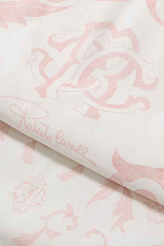 JU Manta Con Estampado Floral Y Monograma RC Rosa UJT801-JD001