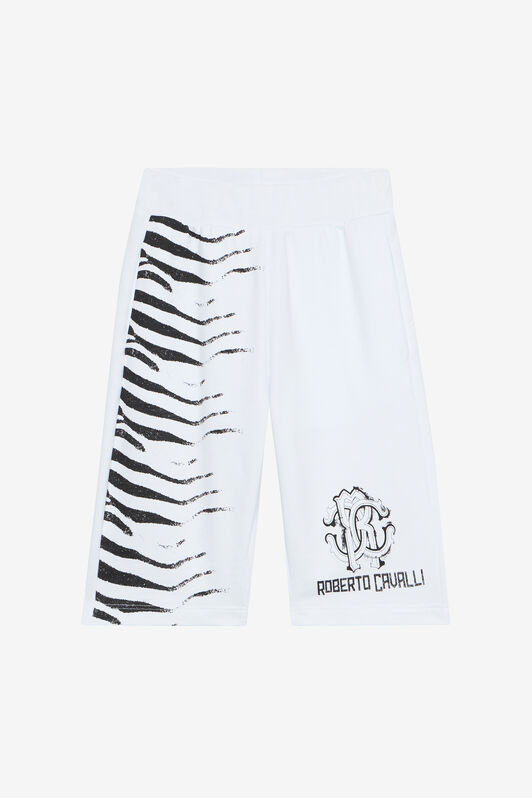 JU Zebra-Print Sports Shorts And RC Monogram White UJT25A-CF050