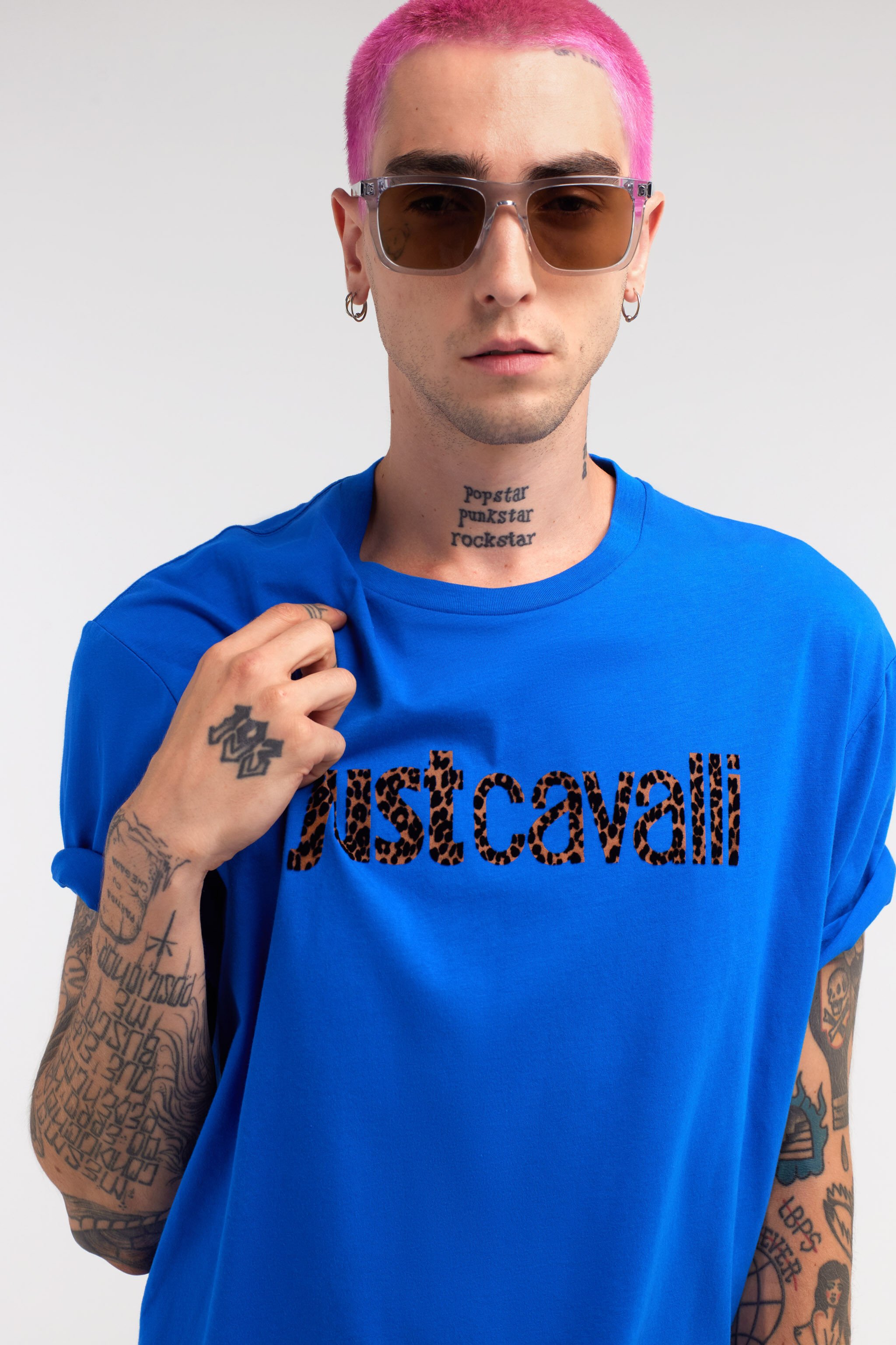 JC Just Cavalli Logo T-Shirt Azul RRT925-RR187