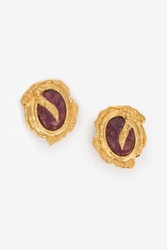 ${brand} Golden Clip-On Earrings With Amethyst Stone ${colorDescription} ${masterID}