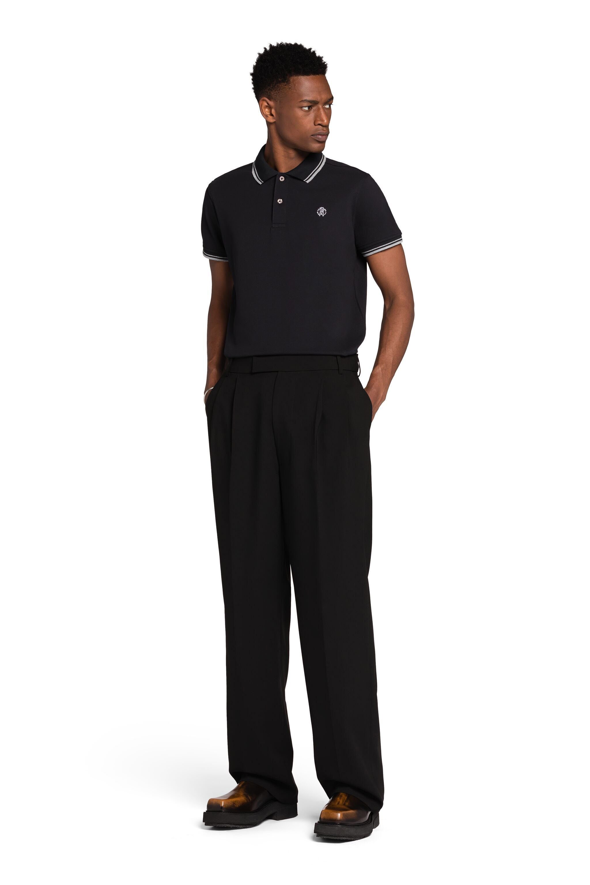 RC RC Monogram-Embroidered Polo Shirt Black KOT60A-KB017