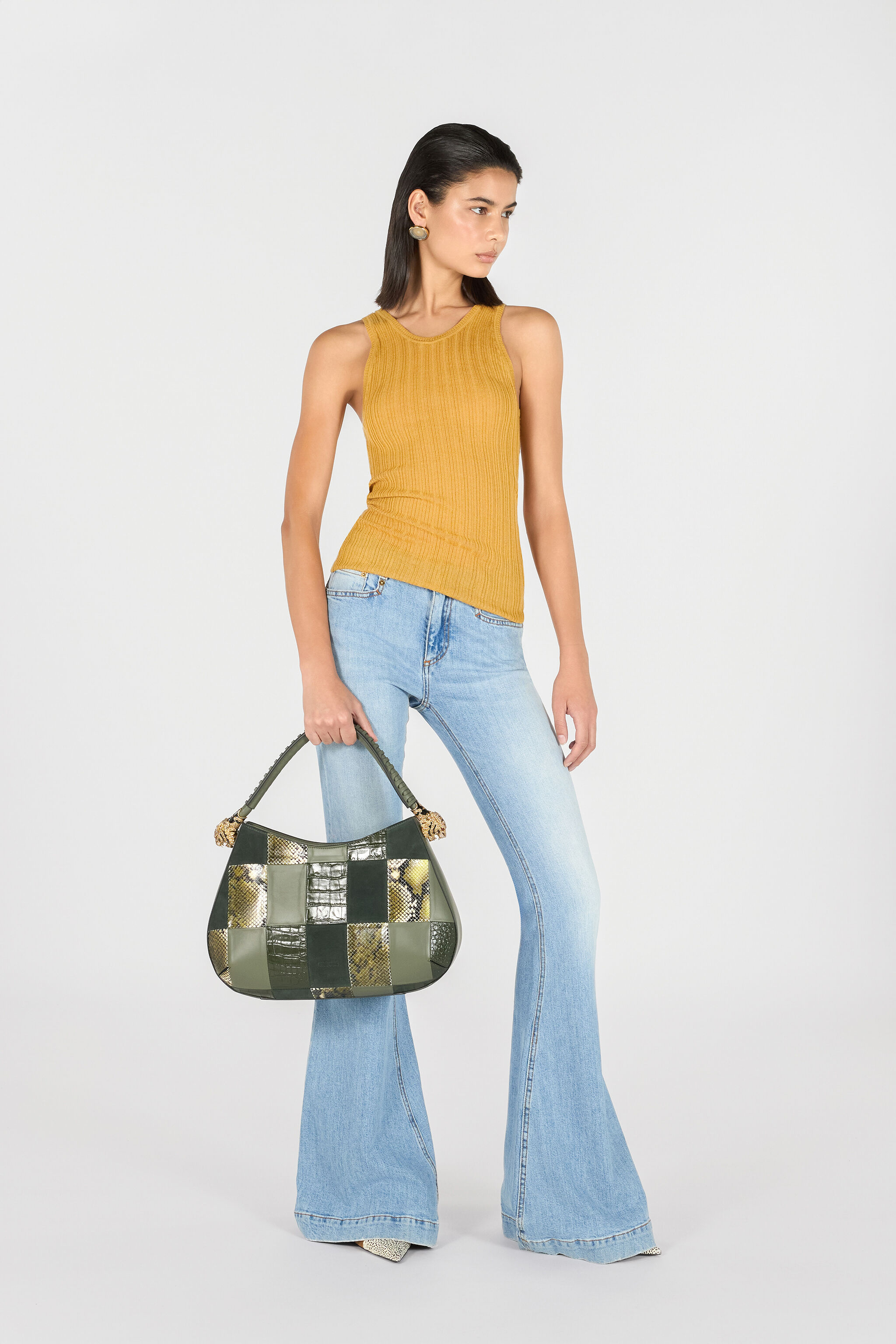 RC Hobo Roar Bag mit Patchwork Dunkelgrün TKB022-PZP01