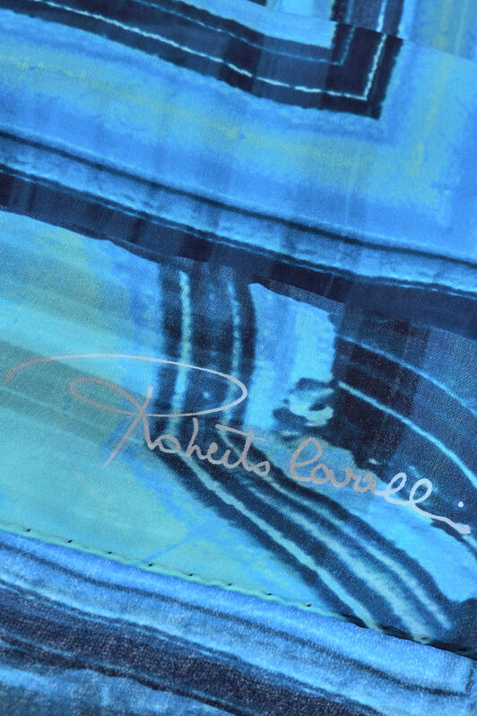 RC Châle En Soie À Imprimé Malachite Bleu TALR32-IR049