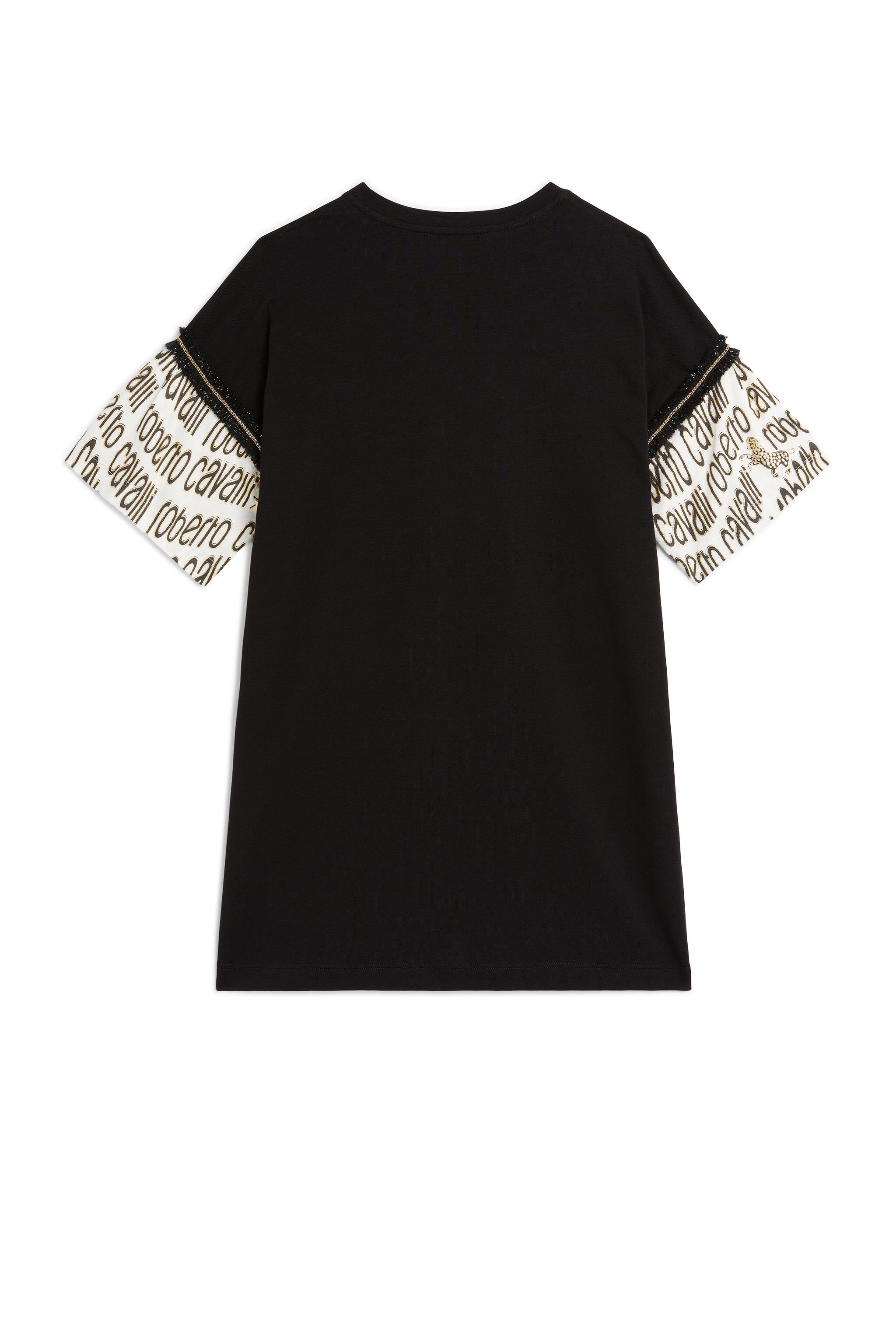 JU Rhinestone-embellished T-shirt dress BLACK LJT115-JV025