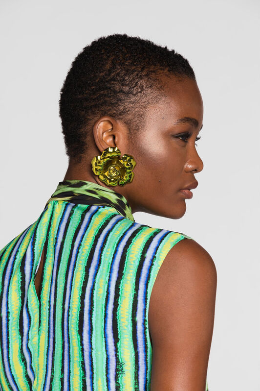 RC Jaguar And Exotic Stripe-Print Top RC Jaguar And Exotic Stripe-Print Top Light green QKT641-7HF53