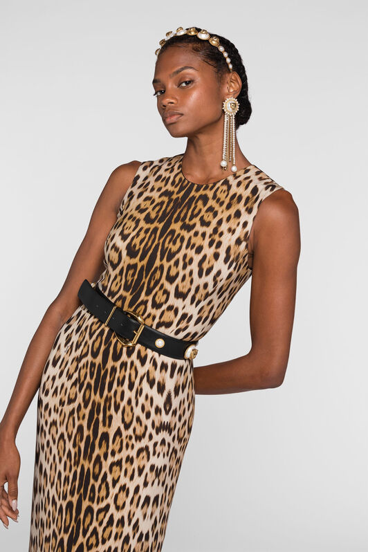 RC Jaguar-Print Dress Light Brown QKT143-7OF53
