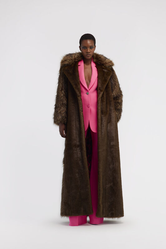 RC Faux fur with Leopard print interior Dark brown RWT502-FY037