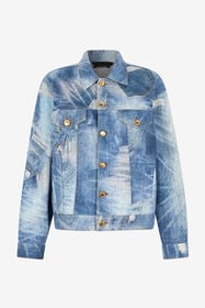 ${brand} Denim Jacket with Patchwork Effect ${colorDescription} ${masterID}