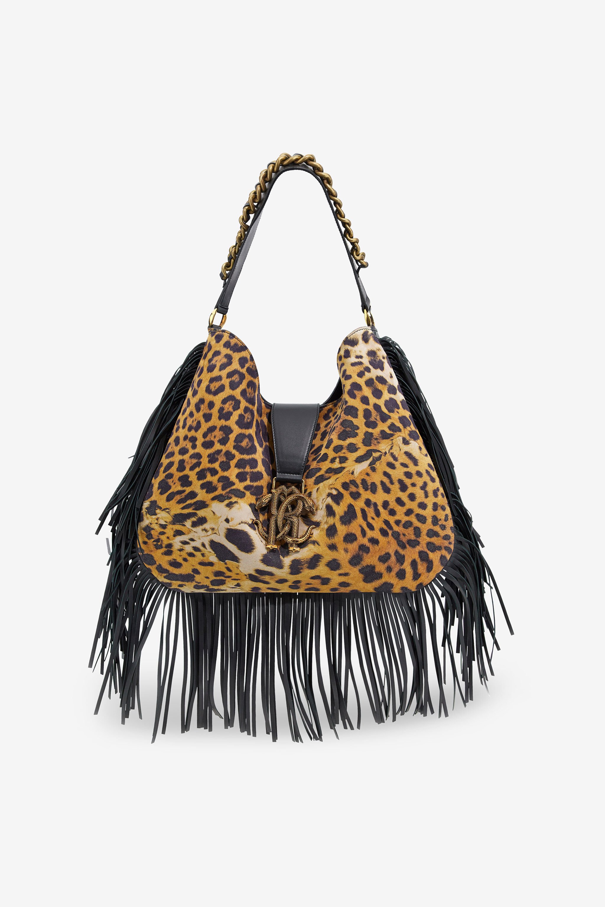 RC Shoulder bag with Monogram RC and fringes Hellbraun SKB005-PZC27