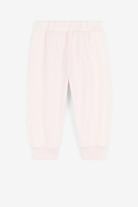 JU Monogram-print lace-trim track pants Pink QJT244-CF050