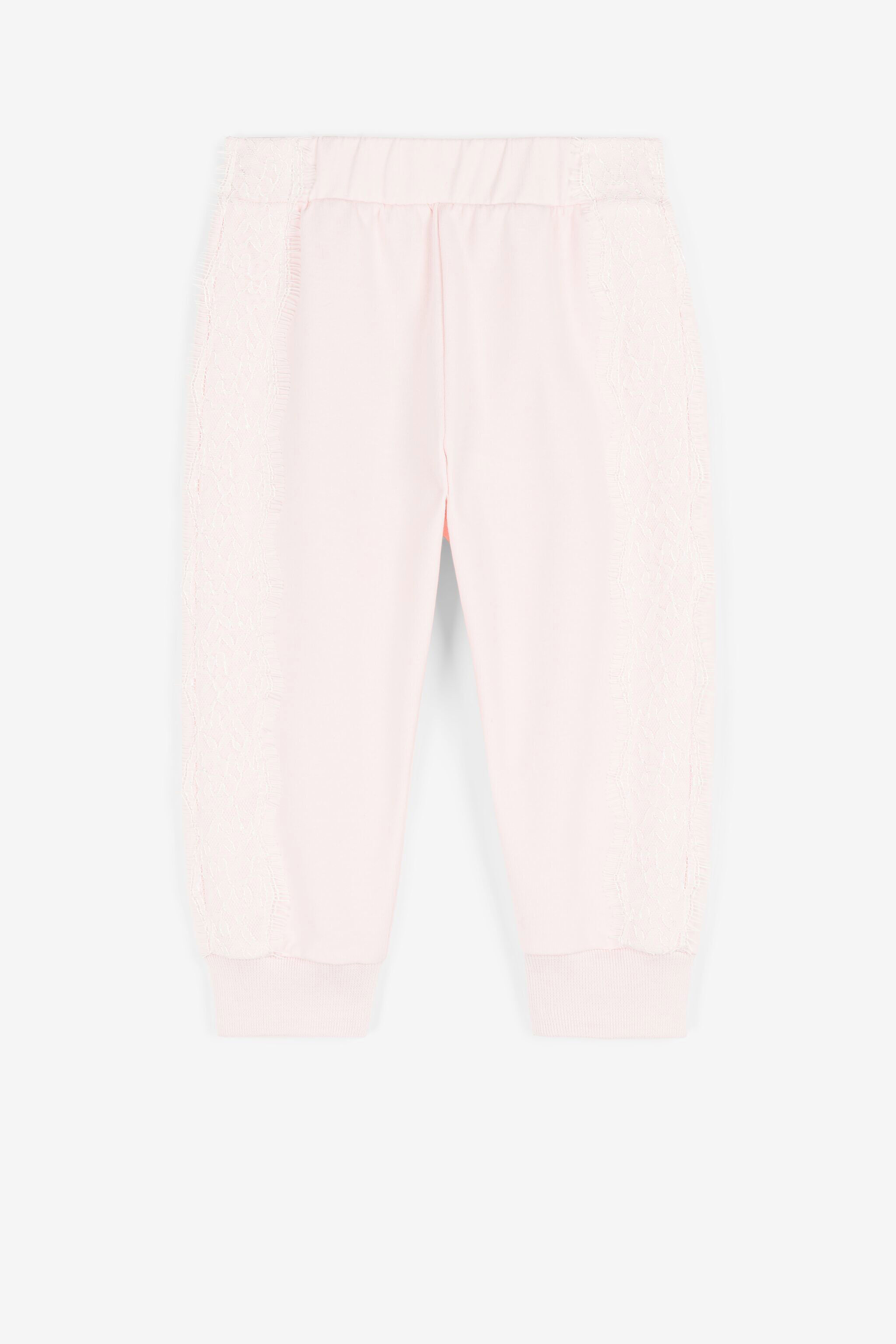 JU Monogram-print lace-trim track pants Pink QJT244-CF050