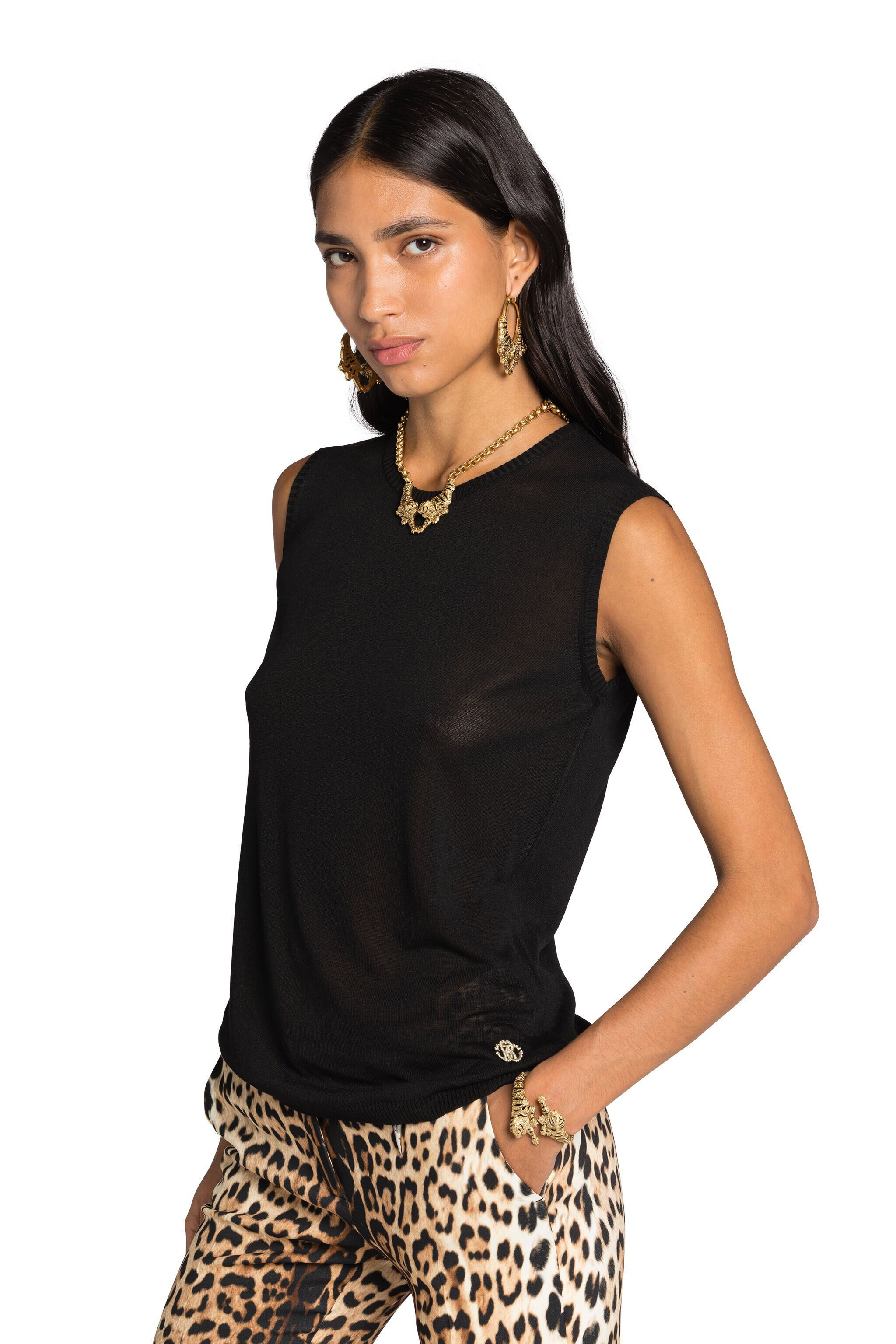 RC RC Monogram Fine-Knit Top Black JSM00H-VI013