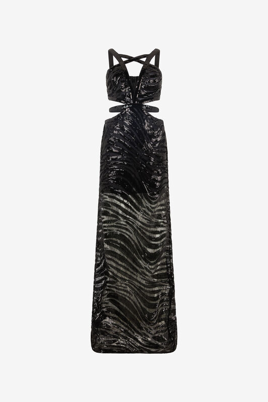 JC Robe Vaporeuse Avec Motif Zebra Pailleté Noir UFT182-UF248