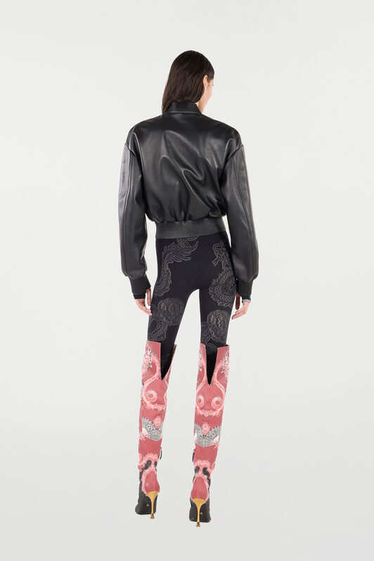 RC Leather Bomber Jacket Negro VKP802-PN014