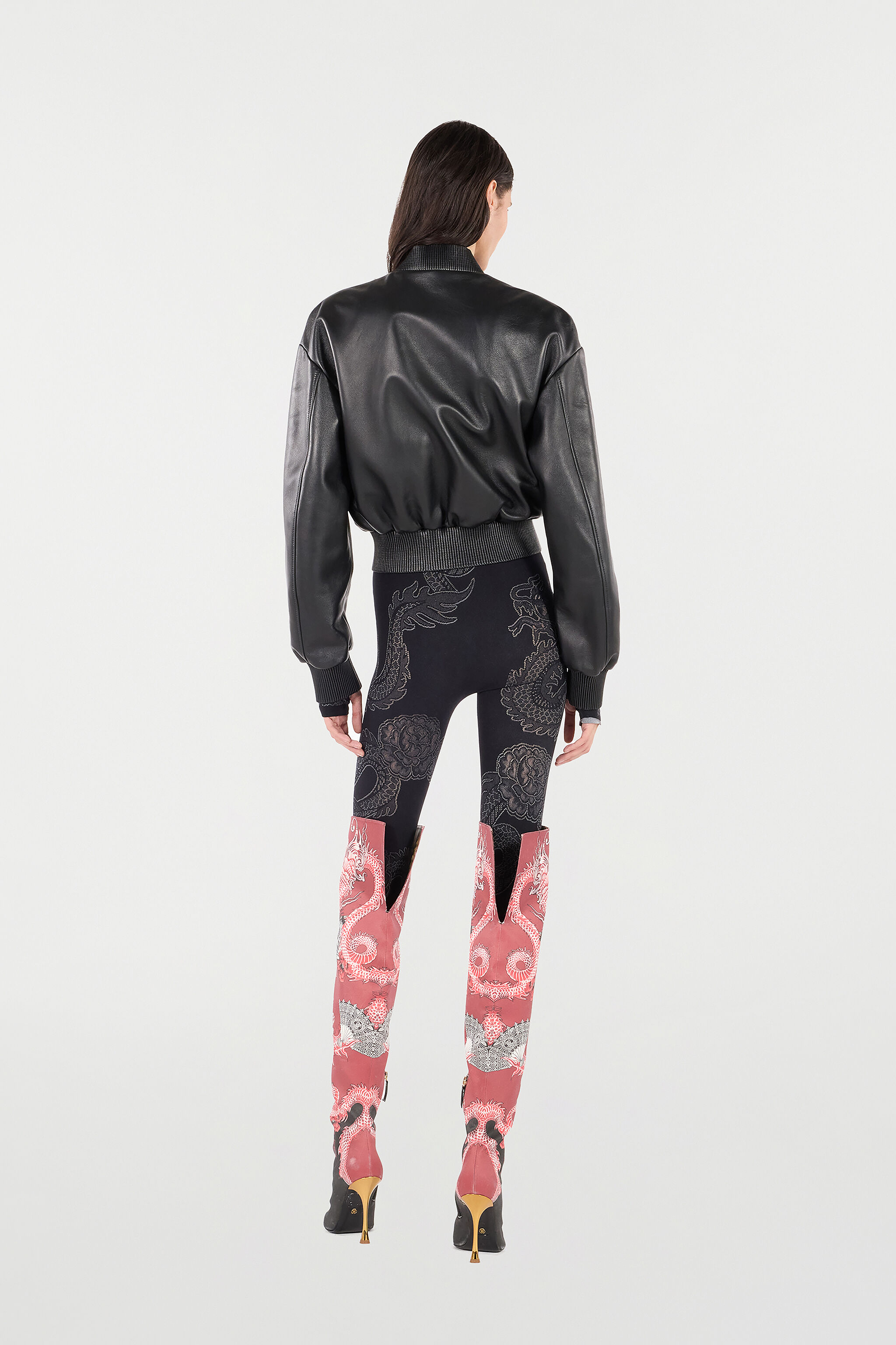 RC Leather Bomber Jacket Negro VKP802-PN014