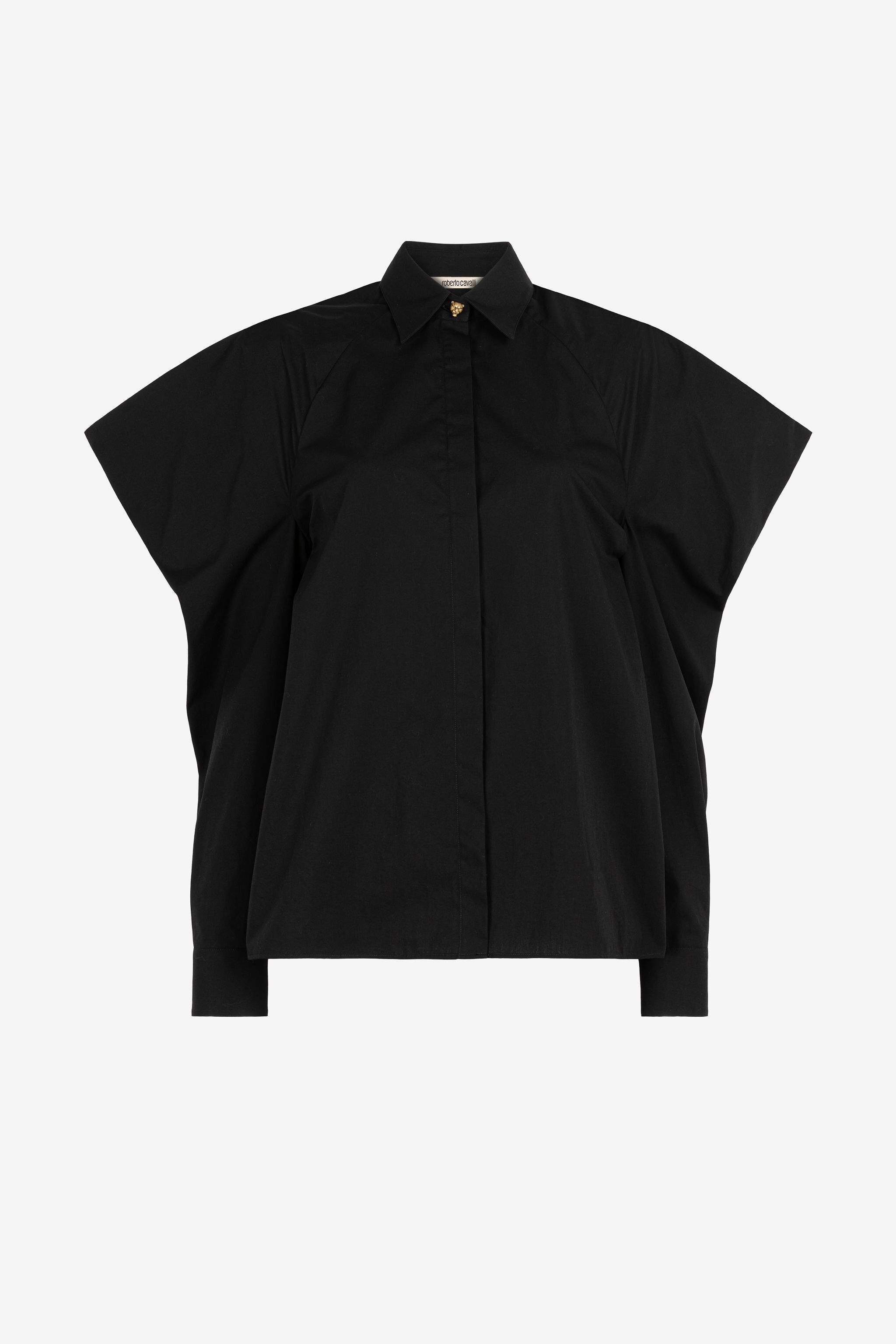 RC Chemise en coton à manches bouffantes BLACK OQT703-CH001