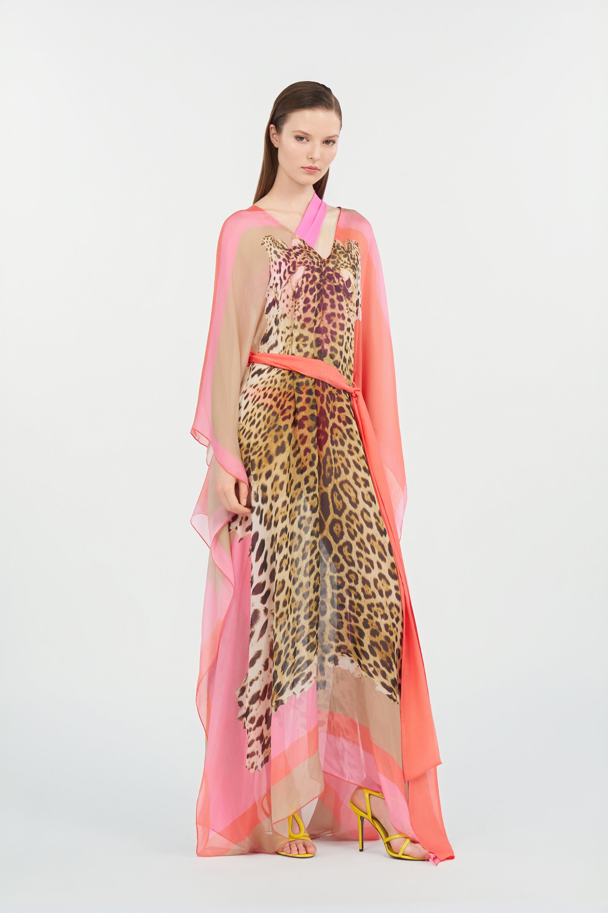 RC Cavalli Pop Print Silk Kaftan CORAL RED WQW011-HNR33