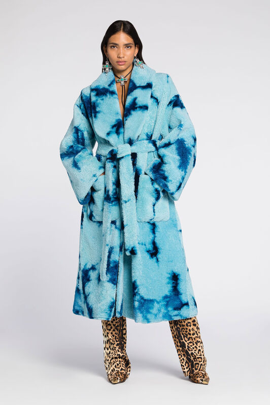 RC Tie-Dye Belted Coat TURCHESE RKF501-ZC001