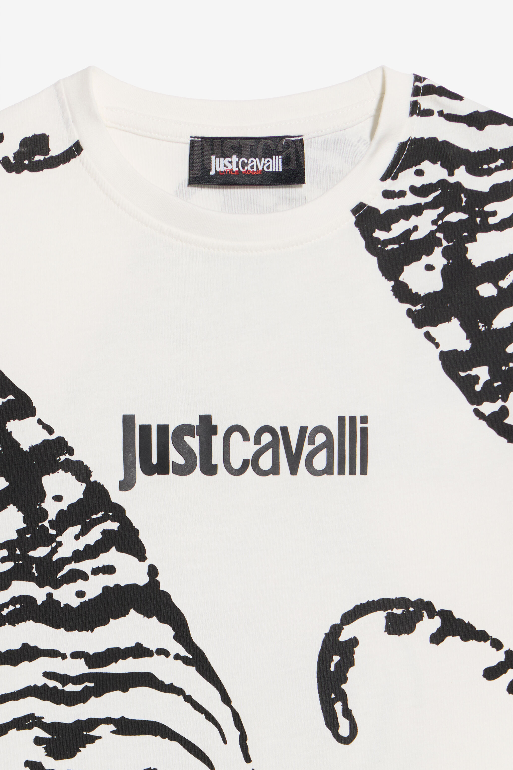 JC Weißes T-Shirt Mit Tiger-Print und Logo CLOUD DANCER WFT61D-5B006