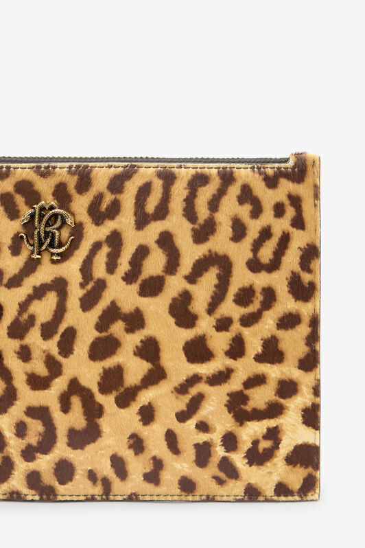 RC Flat Pouch in Jaguar Skin Print Brown VKA005-ZV012