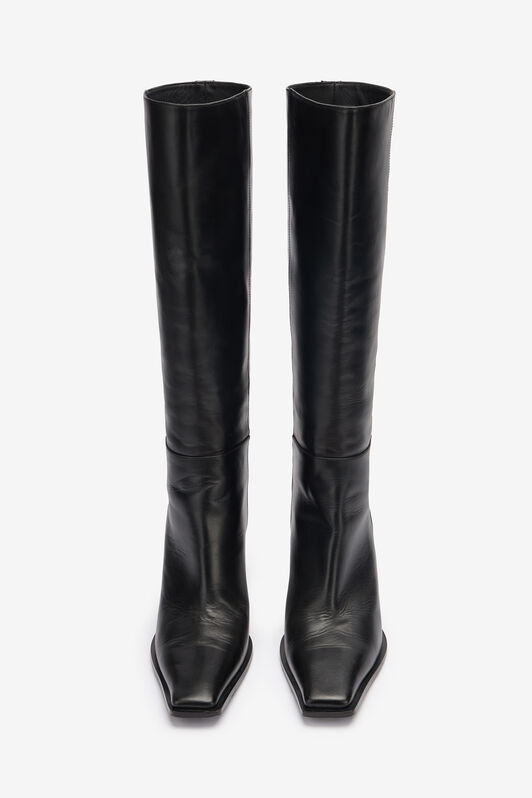 RC Leather Boots With Mirror Snake Monogram Black TKS011-PZ590