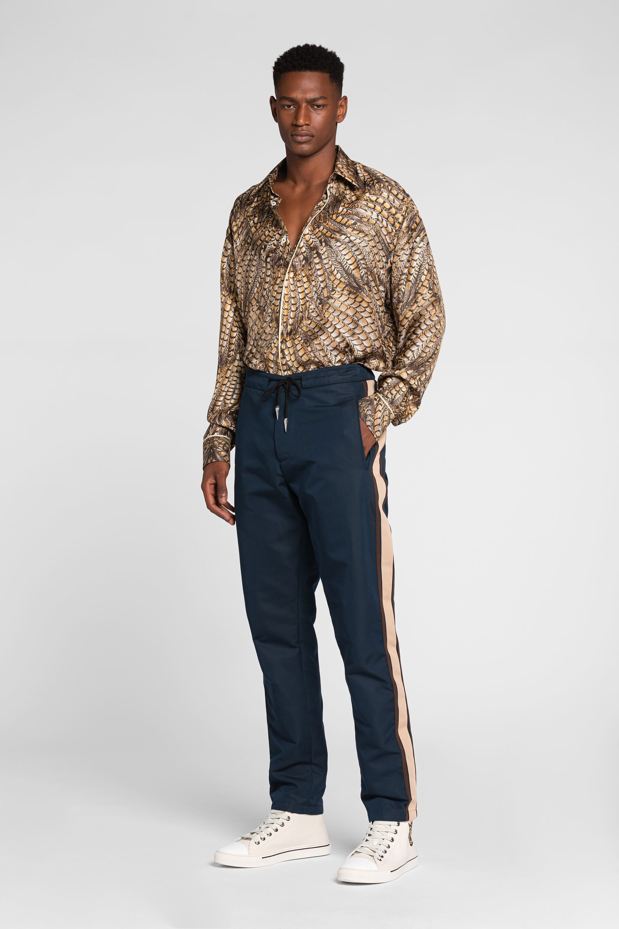 RC Side-stripe drawstring track pants Dark blue QRT207-FN061