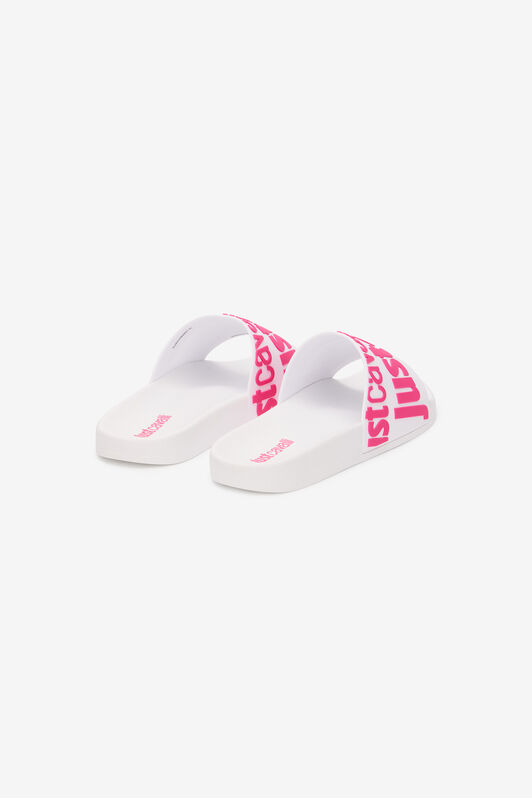 JC Weiße Slip-On Slides 003 BIANCO + 406 HOT Q61672-Q0575