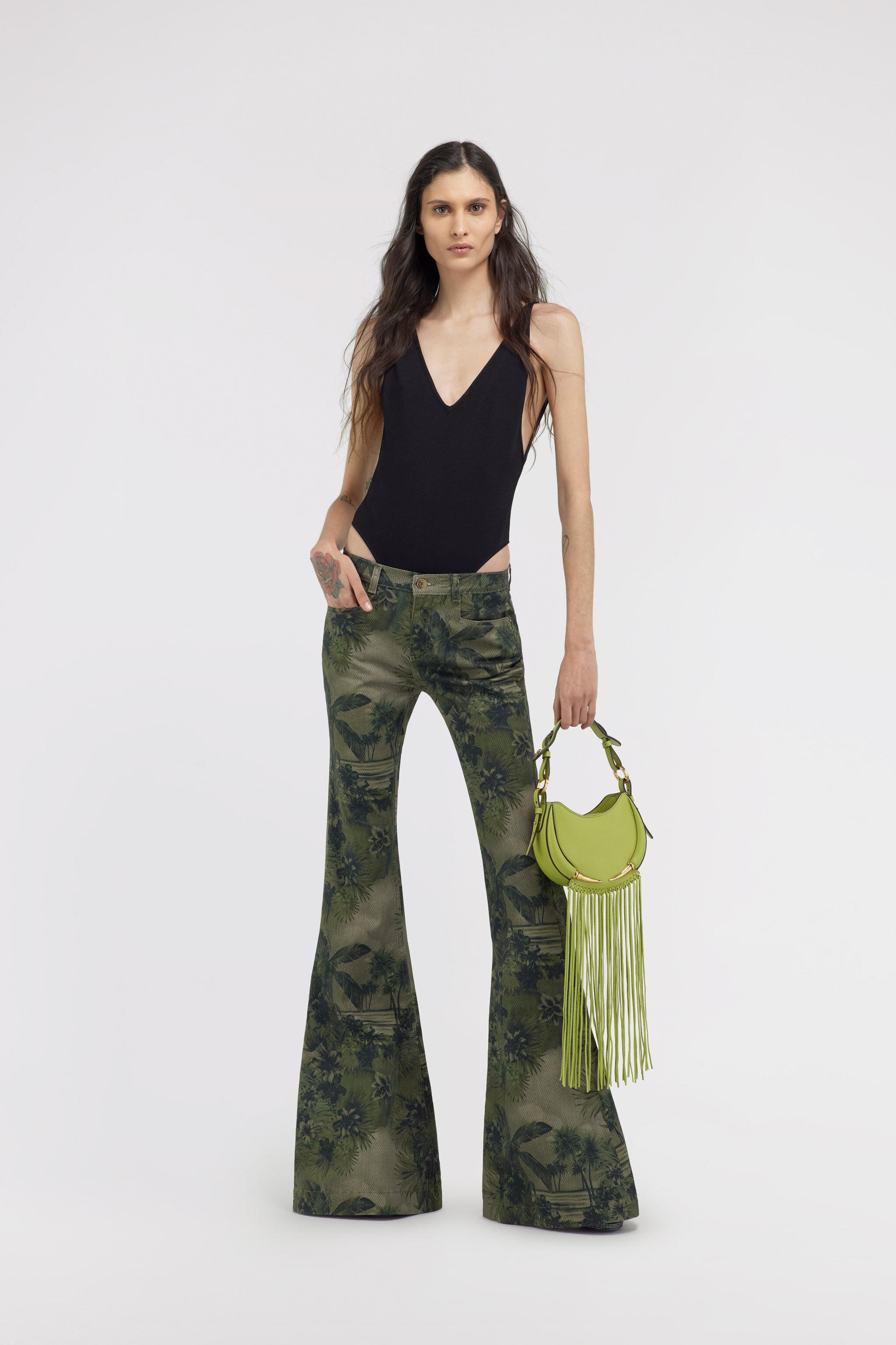 RC Hawaii Green printed Jeans Dark green SKJ205-DAI84