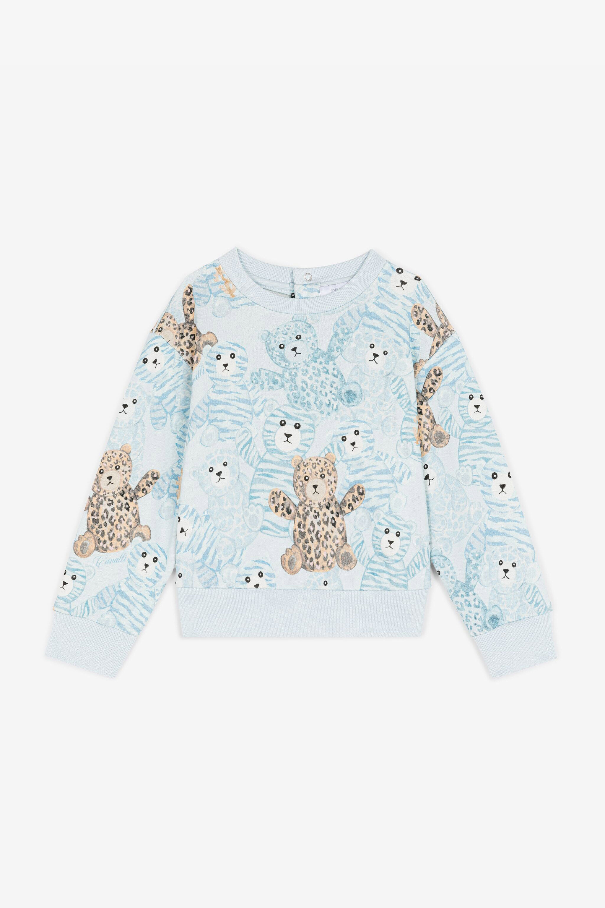 JU Teddy Bear-Print Cotton Sweatshirt Light blue RJT913-5OG79