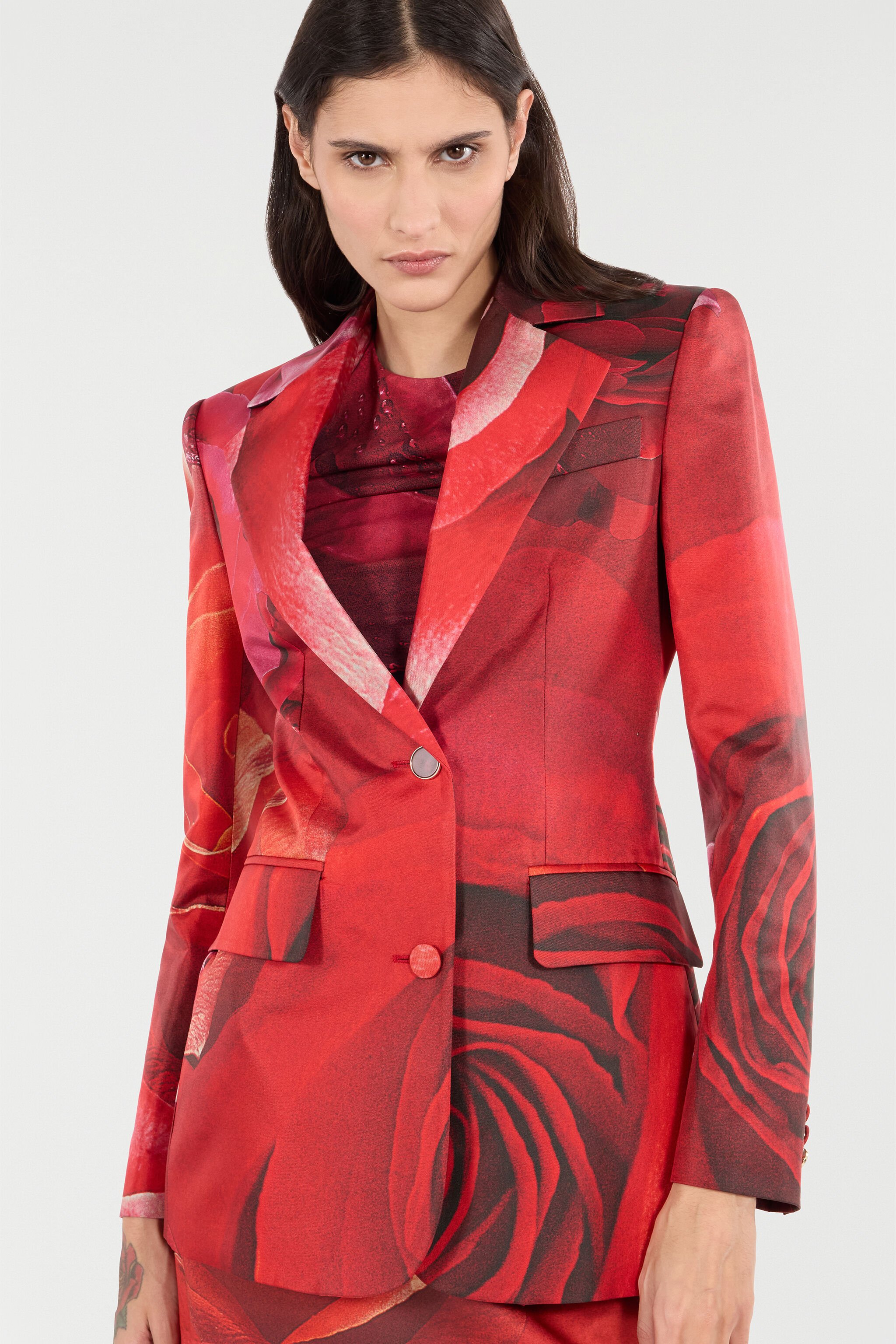 RC Rose-Print Blazer ROSSO UKT405-4QN48